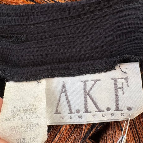 80s A.K.F NEW YORK USA製 VINTAGE レーヨン 柄 スカート