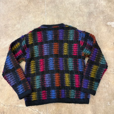ブラック×レインボーカラー vintage モヘア カーディガン