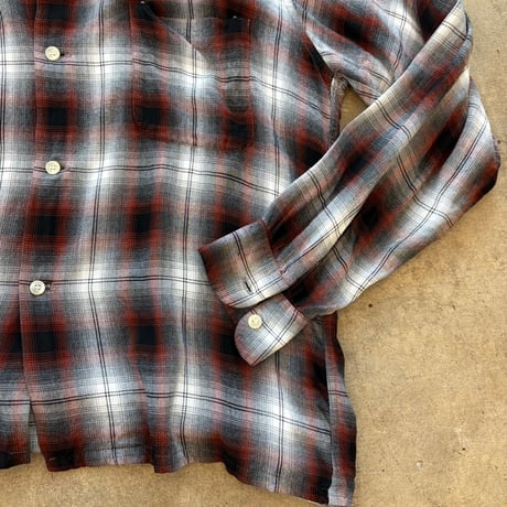50s- PENNEY'S TOWNCRAFT オンブレーチェック レーヨン シャツ