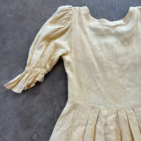 80s antique EURO COUNTRY Line リネン 前開き ワンピース