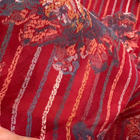 vintage フランスmade シースルー リボン付き ブラウス