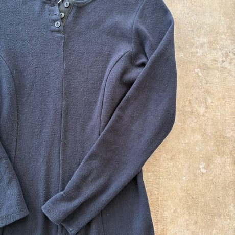 90s ITALY製 J.CREW コットン ニット ヘンリーネック ワンピース