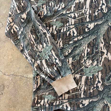 80- Mossy Oak USA製 コットン100 リアルツリー カモ柄 ロンTEE