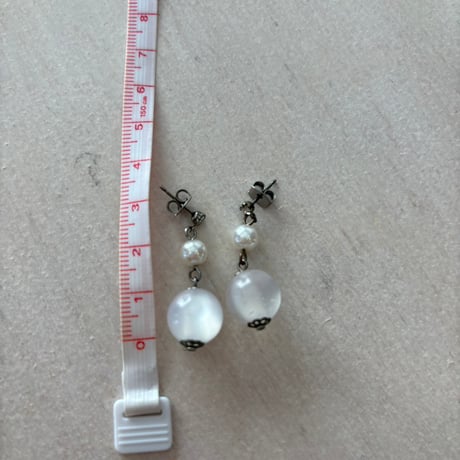 antique 半透明 パール like ダイヤモンド ピアス