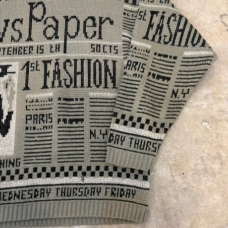 80s USA製 News Paper ニット