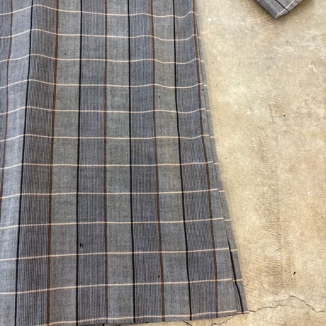 vintage ダブルボタン グレンチェック ロング コート ワンピース
