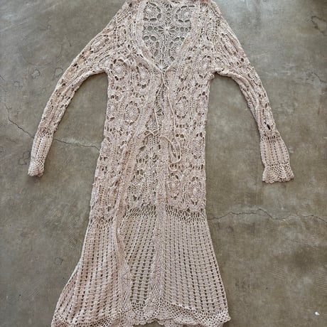 VINTAGE お花モチーフ 鍵あみ ガウン