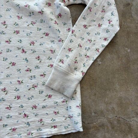 L.L Bean カナダ製 ウール混 花柄 ヘンリーネック ロンTEE