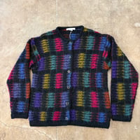 ブラック×レインボーカラー vintage モヘア カーディガン