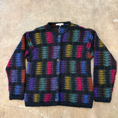 ブラック×レインボーカラー vintage モヘア カーディガン