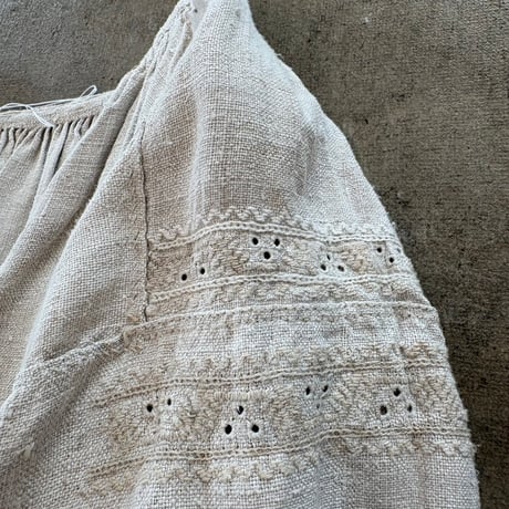 1910-30s antique ウクライナ 刺繍 リネン ワンピース