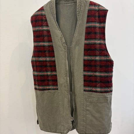 90s L.L BEAN チェック キルティング サファリ ハンティング ベスト