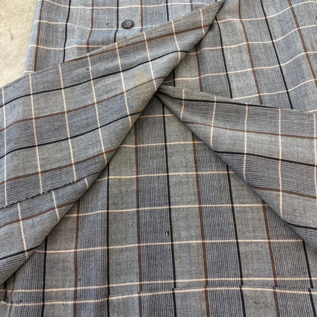 vintage ダブルボタン グレンチェック ロング コート ワンピース