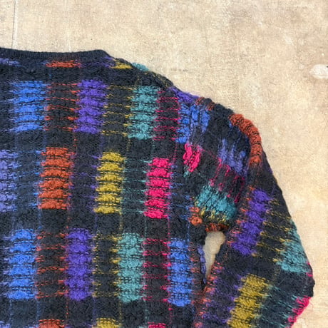ブラック×レインボーカラー vintage モヘア カーディガン