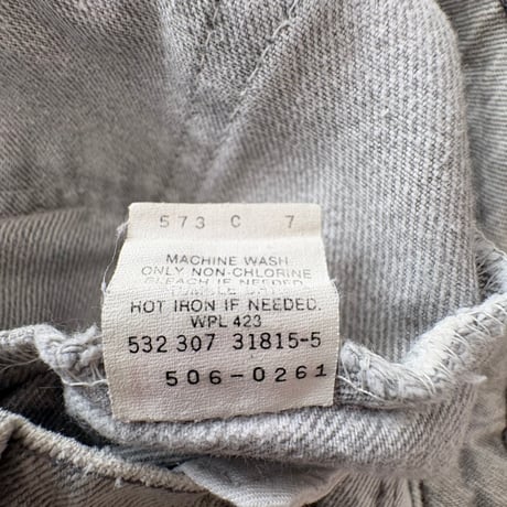 80s levis 506 グレー ストーンウォッシュ ケミカル デニム パンツ　W32L34