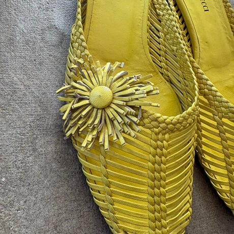 vintage ITALY made EMILIO PUCCI お花モチーフ レザー サンダル