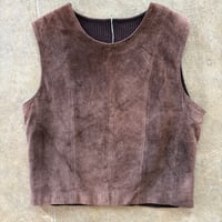 90s レザー スエード×ニット 切り替え ベスト