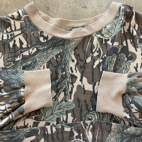 80- Mossy Oak USA製 コットン100 リアルツリー カモ柄 ロンTEE