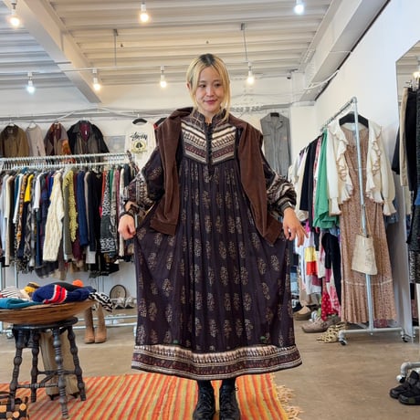 vintage 70s Papy's インド綿 ワンピース