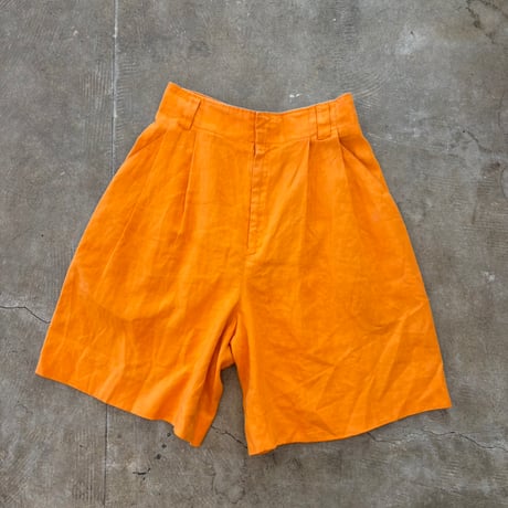 LINEN100 コリア製 VALERIE STEVENS 2タック ショートパンツ