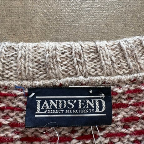 80s LANDS' END バーズアイ ニット カーディガン