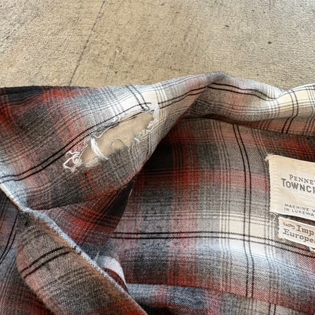 50s- PENNEY'S TOWNCRAFT オンブレーチェック レーヨン シャツ