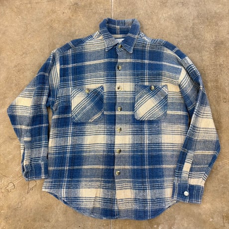 80s-90s ASH CREEK ワッフル コットン チェック柄 長袖 シャツ