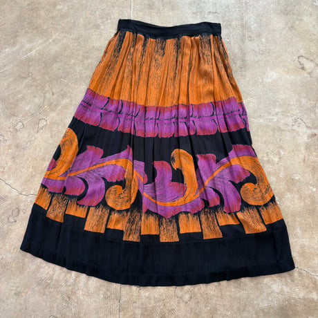 80s A.K.F NEW YORK USA製 VINTAGE レーヨン 柄 スカート