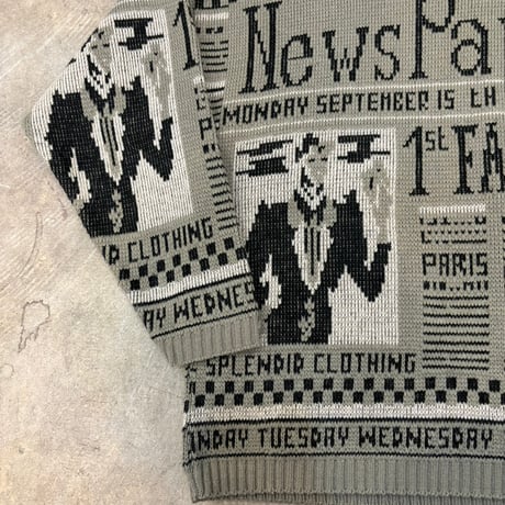 80s USA製 News Paper ニット