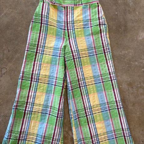 70s vintage h.i.s for her フレア チェック柄 パンツ