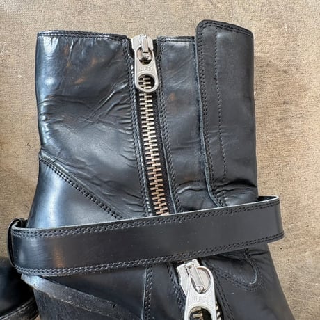 Chloe ITALY製 ダブルジップ ベルト付き レザー ショート ブーツ