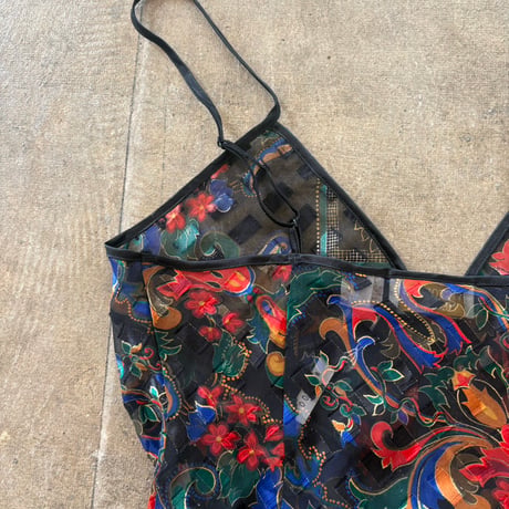 80s- Victoria's Secret 総柄 シースルー ボディースーツ