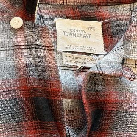 50s- PENNEY'S TOWNCRAFT オンブレーチェック レーヨン シャツ
