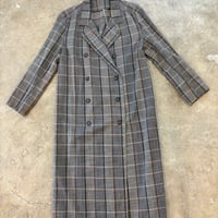 vintage ダブルボタン グレンチェック ロング コート ワンピース