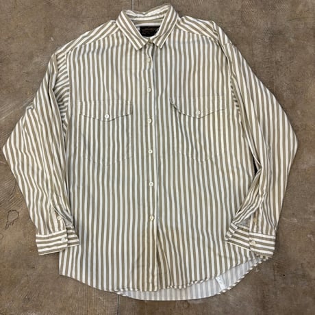 80s USA製 Eddie Bauer ストライプ 長袖 シャツ