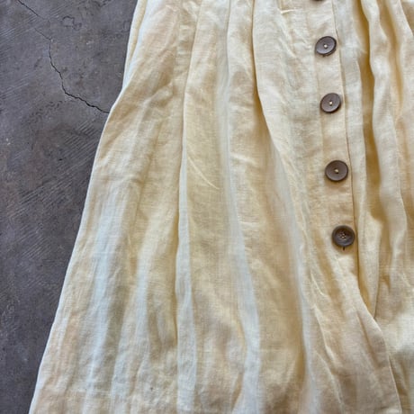 80s antique EURO COUNTRY Line リネン 前開き ワンピース
