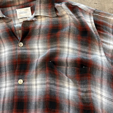 50s- PENNEY'S TOWNCRAFT オンブレーチェック レーヨン シャツ