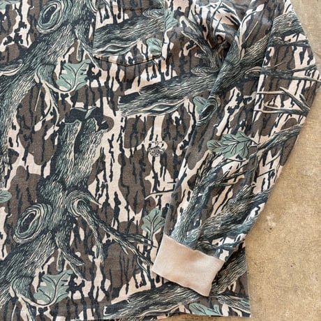 80- Mossy Oak USA製 コットン100 リアルツリー カモ柄 ロンTEE