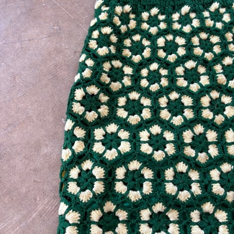 vintage グラニー ニット お花モチーフ タイト ロング スカート