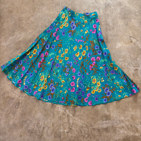 80s vintage MAGGY LONDON PETITES レーヨン 花柄 スカート