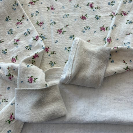 L.L Bean カナダ製 ウール混 花柄 ヘンリーネック ロンTEE