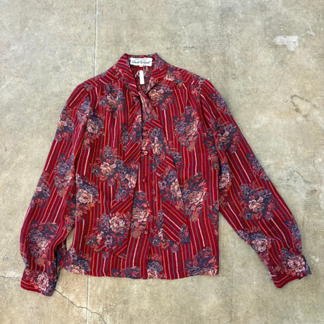 vintage フランスmade シースルー リボン付き ブラウス