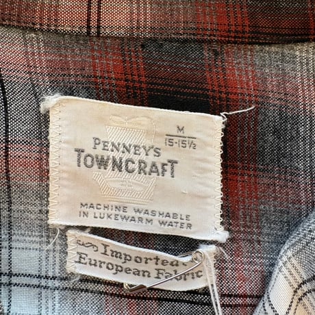 50s- PENNEY'S TOWNCRAFT オンブレーチェック レーヨン シャツ