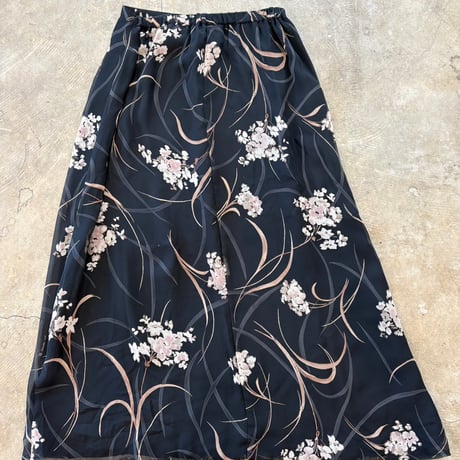 90s USA製 シースルー 花柄 ロング スカート
