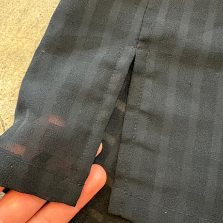 シースルー ブラックカラー チェック柄 長袖 シャツ