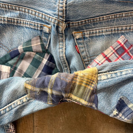 90s Levis 501 パッチワーク デニム パンツ