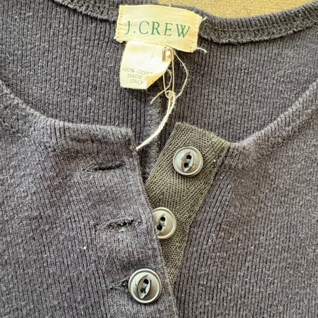 90s ITALY製 J.CREW コットン ニット ヘンリーネック ワンピース
