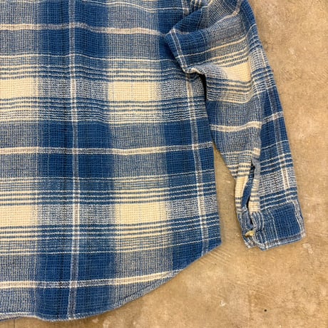 80s-90s ASH CREEK ワッフル コットン チェック柄 長袖 シャツ