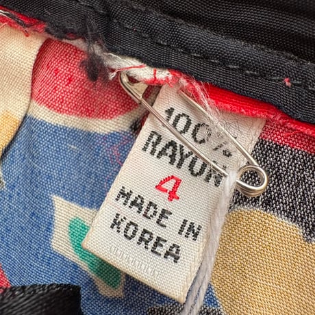 80s VINTAGE KOREA made レーヨン 柄 スカート