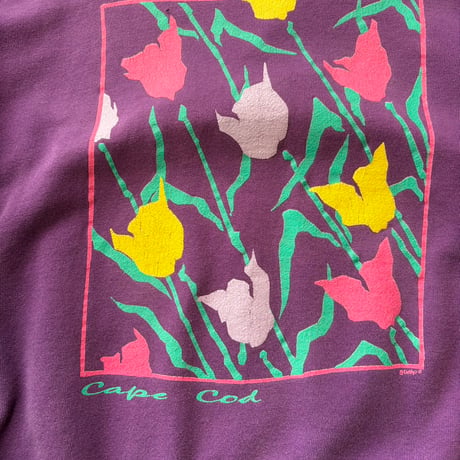 90s ネオンカラー パープル フラワー スウェット